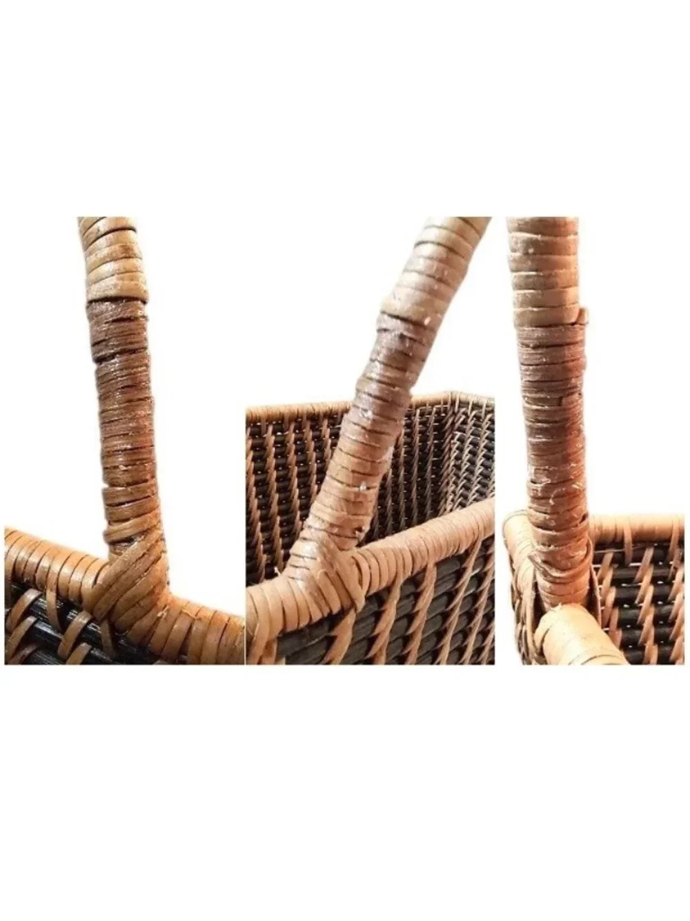 OOAK Wicker Rattan Willow Wood Hanging Basket Single Handle, Repaired